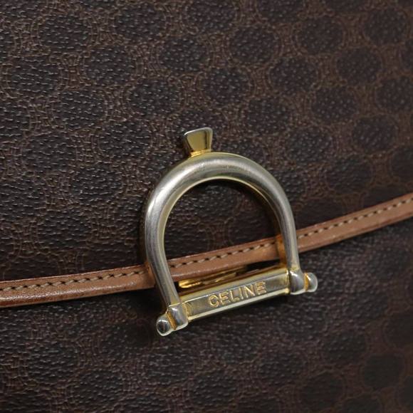 CELINE Macadam Canvas Hand Bag PVC Leather Brown Gold Auth yk14215 - Picture 9 of 16